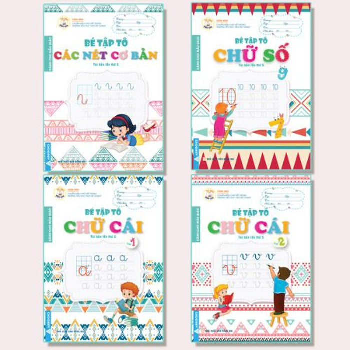 Sách - Tủ Sách Mầm Non - Bé Tập Tô Chữ Cái, Các Nét Cơ Bản, Chữ Số Dành Cho Bé 4-6 Tuổi