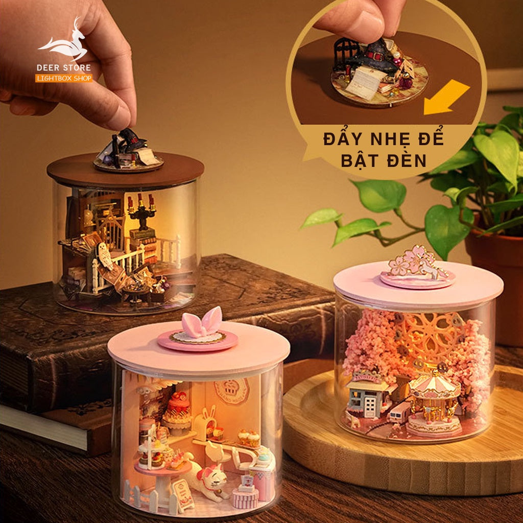 Ngôi Nhà Búp Bê Ma Thuật DIY trong Trụ Thủy Tinh | Tặng KEO DÁN. Mô hình nhà gỗ 3d tự làm. Dream Bottle B32