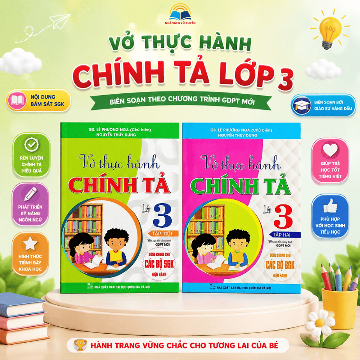 Sách - Vở Thực Hành Chính Tả Lớp 3 Tập 1 + Tập 2 | Bám Sát Chương Trình Gdpt Mới | Dùng Chung Các Bộ Sgk