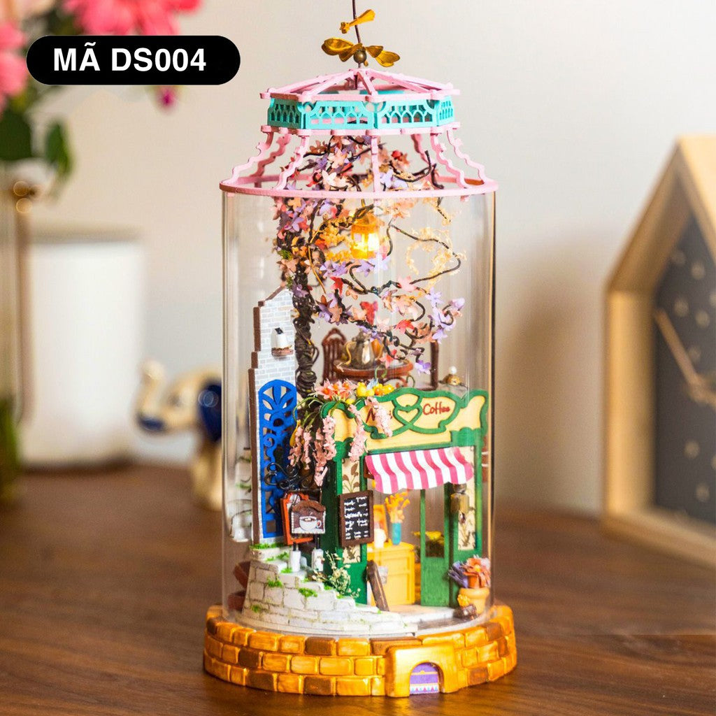 Mô hình lắp ráp 3d Robotime bằng gỗ hình trụ | Có đèn led và nội thất. Mô hình thu nhỏ tự lắp ráp. Quà tặng ý nghĩa
