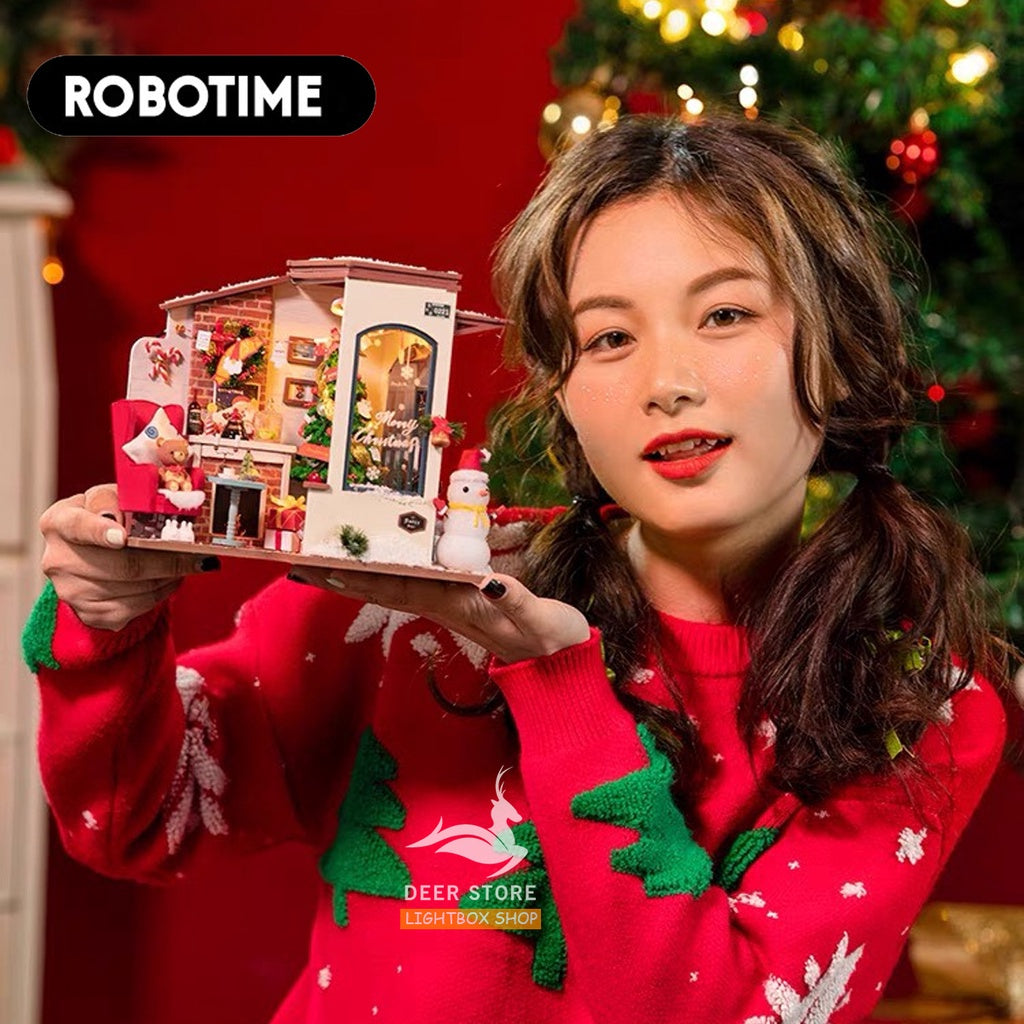 Mô hình nhà lắp ráp Robotime DIY bằng Gỗ | Nhà búp bê Tặng Cót nhạc, Nhíp và keo dán. DG18