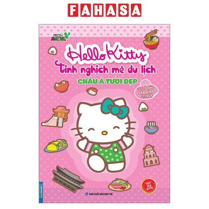 Sách - Sách Tô Màu Dán Hình Sticker - Hello Kitty Tinh Nghịch Mê Du Lịch - Châu Á Tươi Đẹp