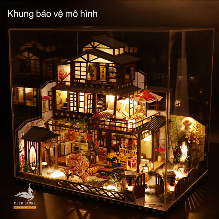 Mô hình nhà búp bê biệt thự tự làm DIY bằng gỗ | Có Nội Thất + Đèn + Âm nhạc | Tặng Dụng cụ và keo dán | Cố Đô Mochizuki