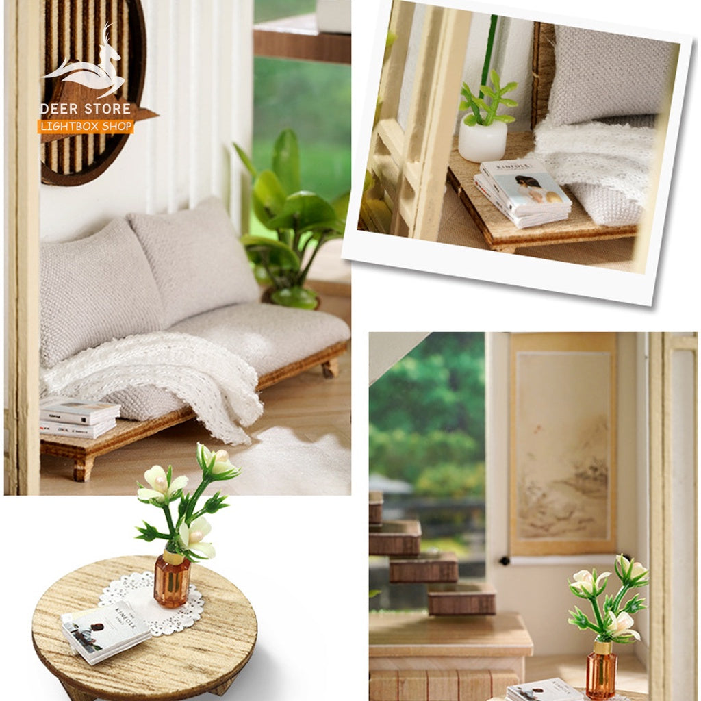 Nhà búp bê DIY Biệt Thự Thanh lịch và Yên tĩnh | Mô hình gồm Đèn, Nội thất | A085 Tặng dụng cụ, kéo dán và CÓT NHẠC