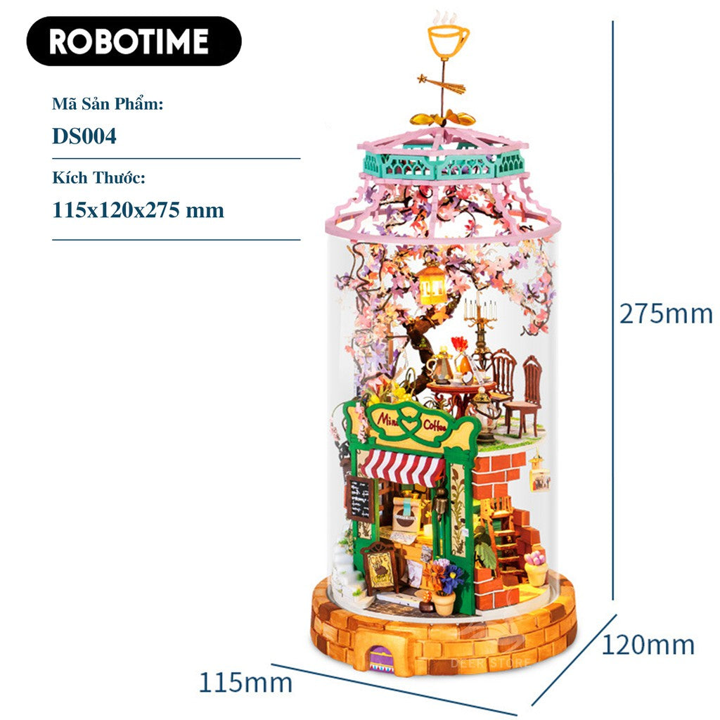 Mô hình lắp ráp 3d Robotime bằng gỗ hình trụ | Có đèn led và nội thất. Mô hình thu nhỏ tự lắp ráp. Quà tặng ý nghĩa