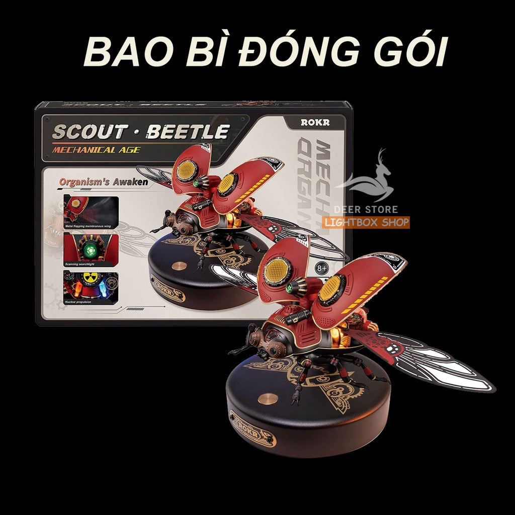 Mô Hình 3D Tự Lắp Ráp ROBOTIME ROKR Bọ Cánh Cứng Scout Beetle Model DIY 3D Puzzle MI02 Có đèn Led