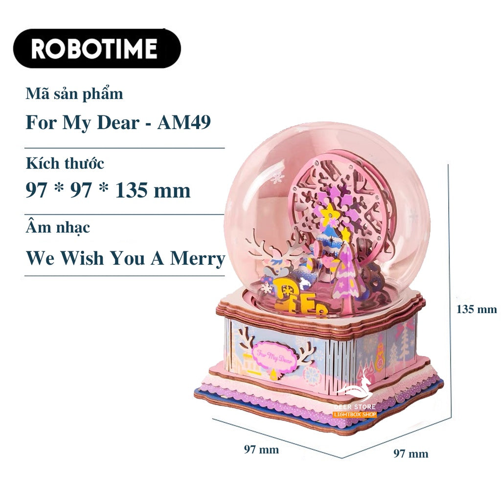 [BẢN QUỐC TẾ TIẾNG ANH] Mô hình Hộp âm nhạc - Đồ chơi lắp ráp bằng gỗ 3D - Robotime DIY Music Box AM41 - AM45