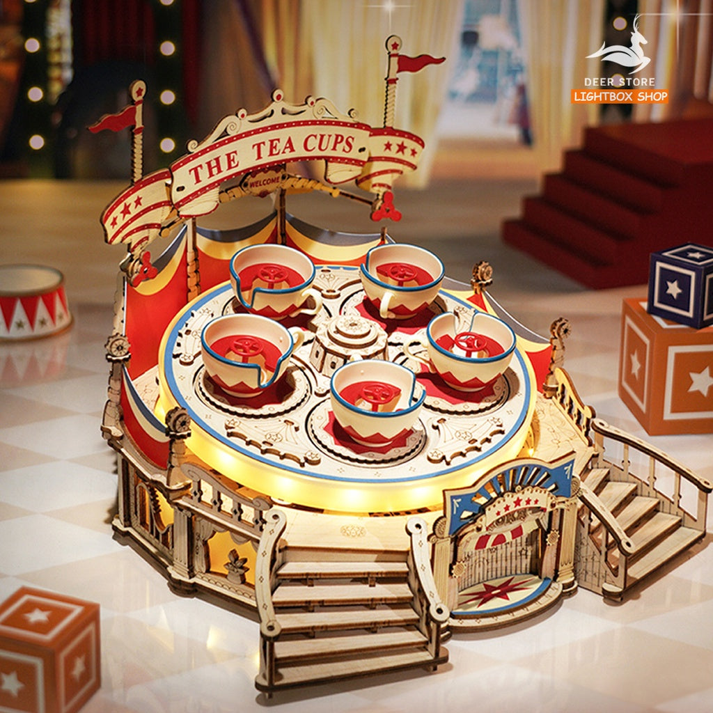 Mô hình lắp ráp gỗ 3D ROKR Tilt A Whirl DIY Music Box Robotime. Mô hình Có Âm nhạc và Đèn. 3D Wooden Puzzle. EA04