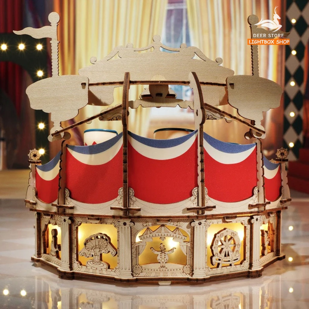 Mô hình lắp ráp gỗ 3D ROKR Tilt A Whirl DIY Music Box Robotime. Mô hình Có Âm nhạc và Đèn. 3D Wooden Puzzle. EA04