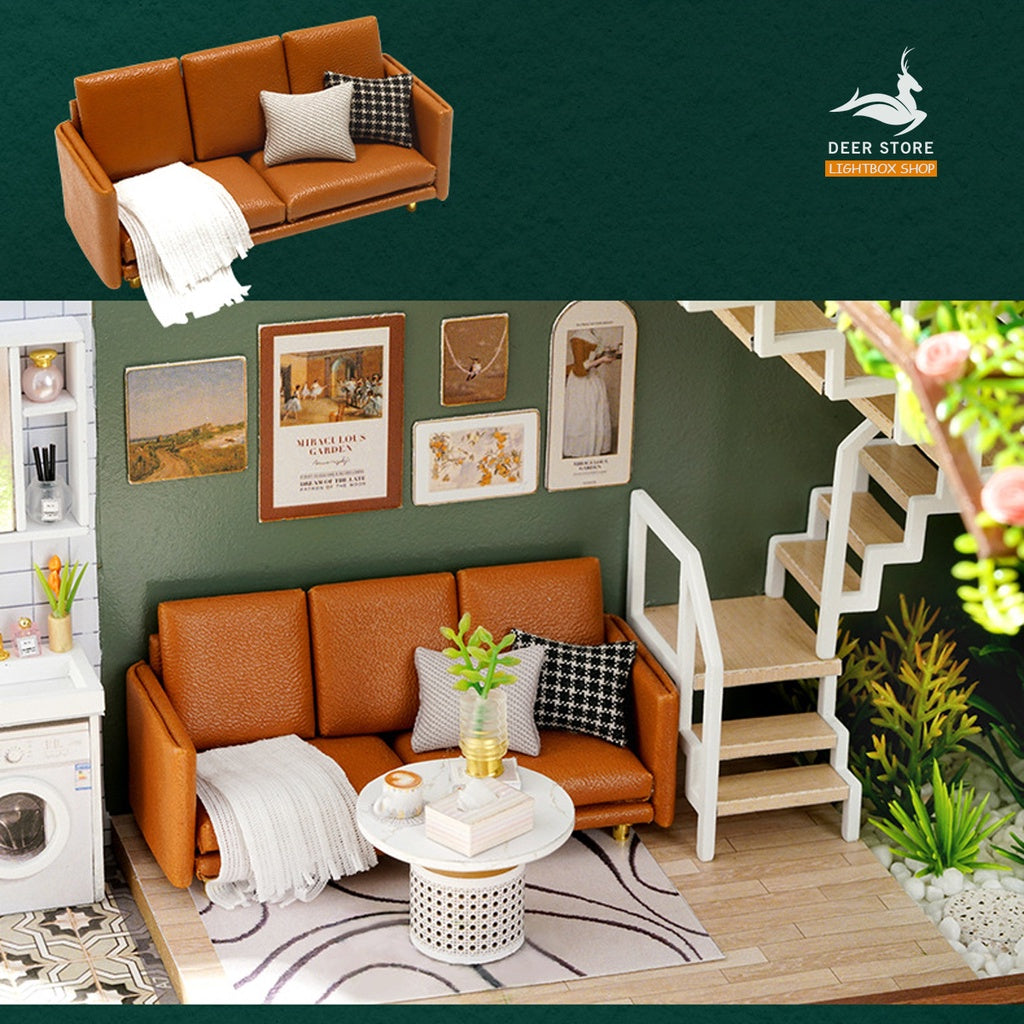 Nhà búp bê bằng gỗ tự làm. Tặng DỤNG CỤ - MICA CHE BỤI và KEO DÁN. Nhà mô hình DIY Half Of The Garden L035