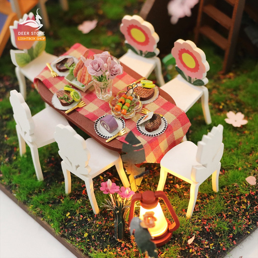 Ngôi nhà búp bê trên Cây Anh Đào diy tự làm. Tặng KEO DÁN Và Dụng Cụ. Mô hình Nhà Gỗ 3d Sakura Tree House L2221