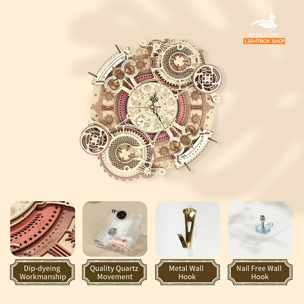 [BẢN TIẾNG ANH] Mô hình Đồng hồ treo tường Robotime Zodiac Wall Clock | LC601. Đồng hồ treo tường cung hoàng đạo