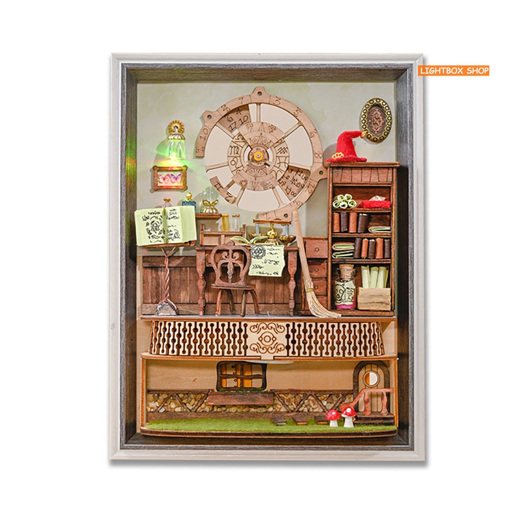 Mô hình nhà ma thuật diy. Khung ảnh Magic Society bằng gỗ tự lắp ráp sáng tạo 3D. 2801. Tặng Nhíp và keo dán.
