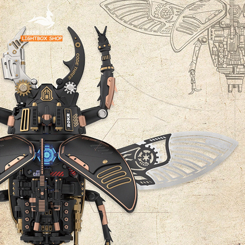 ROKR Bọ Cánh Cứng The Storm Beetle MI03 DIY. Có đèn Led. Mô Hình xếp hình 3D Sinh vật Cơ học Tự làm của Rokr
