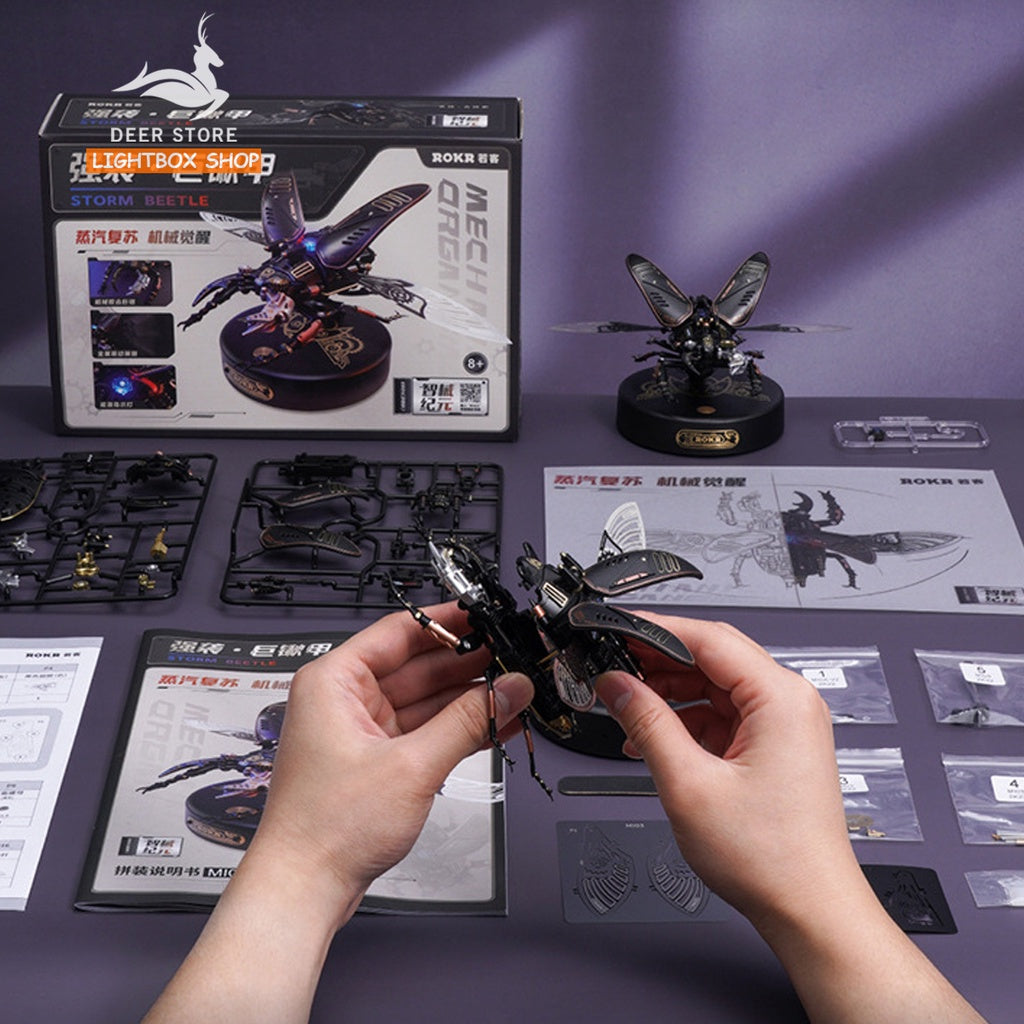ROKR Bọ Cánh Cứng The Storm Beetle MI03 DIY. Có đèn Led. Mô Hình xếp hình 3D Sinh vật Cơ học Tự làm của Rokr