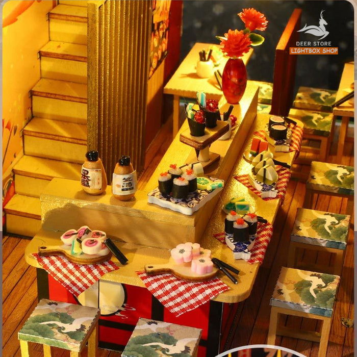 Mô hình Nhà hàng kiểu Nhật 3d tự làm bằng Gỗ. Tặng KEO DÁN và DỤNG CỤ. Nhà búp bê bằng Gỗ DIY Courtyard Japanese | P015