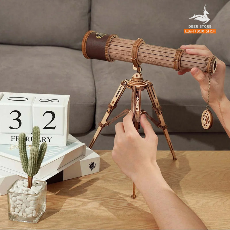 [Bản Tiếng Anh] Mô Hình Gỗ 3D Tự Lắp Ráp ROBOTIME ROKR Kính Viễn Vọng Monocular Telescope ST004. Đồ chơi Lắp ráp gỗ 3D