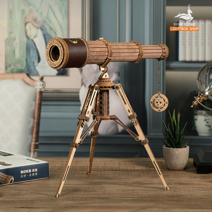 [Bản Tiếng Anh] Mô Hình Gỗ 3D Tự Lắp Ráp ROBOTIME ROKR Kính Viễn Vọng Monocular Telescope ST004. Đồ chơi Lắp ráp gỗ 3D