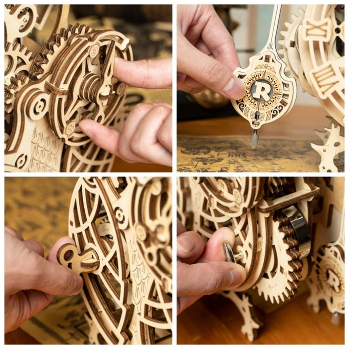 [Bản Tiếng Anh] Mô hình Robotime Tự lắp ráp. ROKR Owl Clock 3D Wooden Puzzle LK503. Động Cơ Học Đồng Hồ Con Cú Mèo