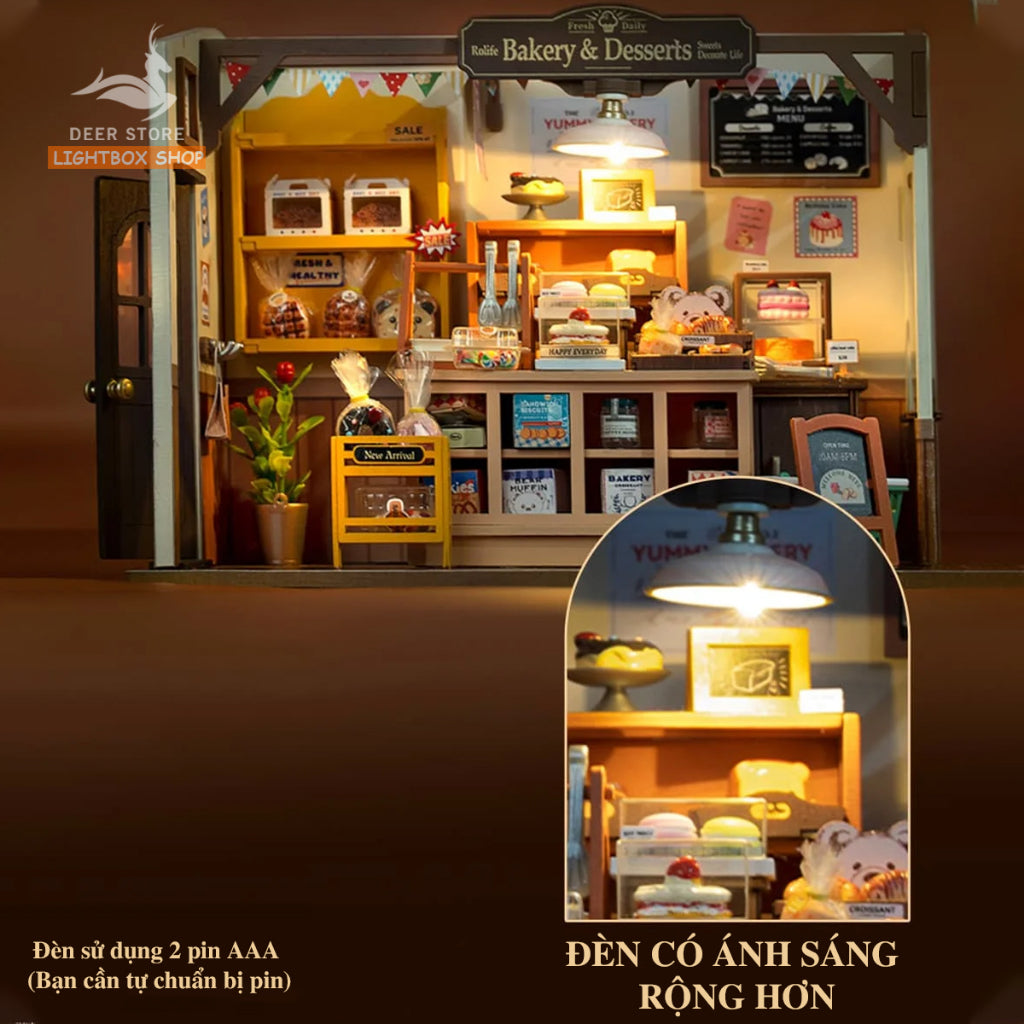 Mô hình Tiệm Bánh nướng Nhà Búp bê ROBOTIME. Rolife Becka's Baking House DIY Miniature House DG161