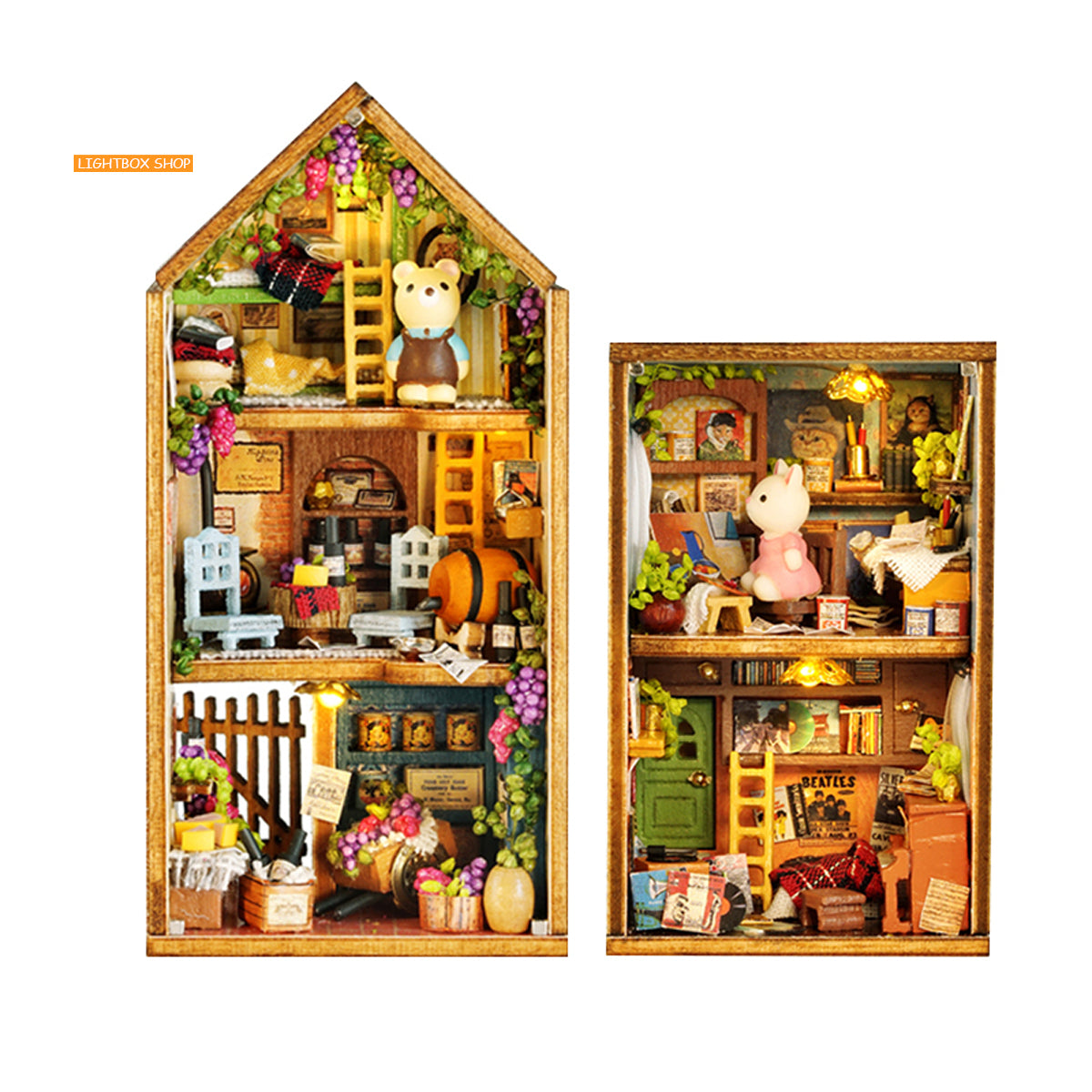 Nhà búp bê MINI diy tự làm lắp ráp. Tặng KEO DÁN. QH001 | Mô hình gỗ xây dựng thu nhỏ nhiều kiểu ráp
