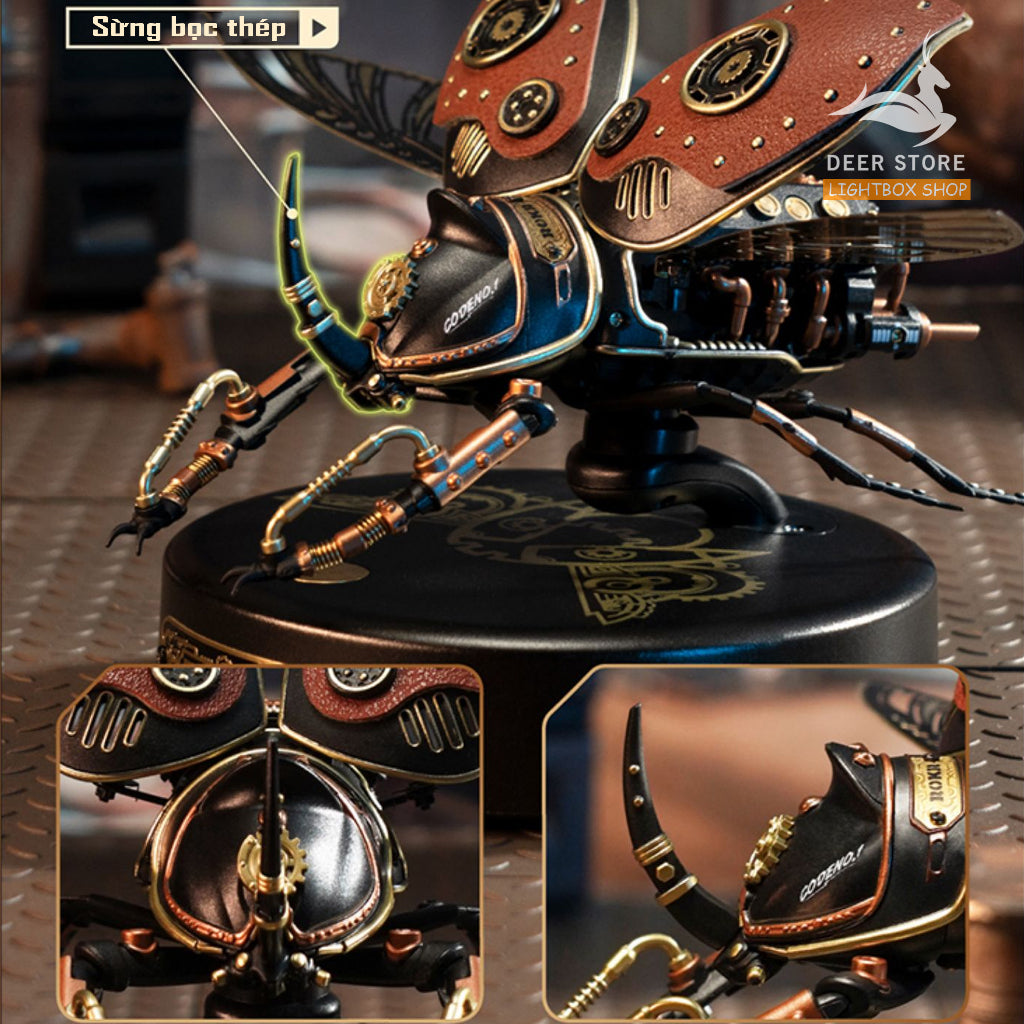 [Bản Quốc Tế] Mô hình lắp ráp ROKR Bọ Cánh Cứng Tê Giác Rhinoceros Beetle Model DIY 3D Puzzle MI01 DIY. Có đèn Led.