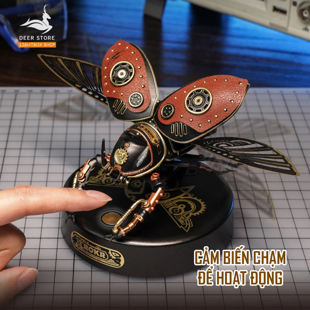 [Bản Quốc Tế] Mô hình lắp ráp ROKR Bọ Cánh Cứng Tê Giác Rhinoceros Beetle Model DIY 3D Puzzle MI01 DIY. Có đèn Led.
