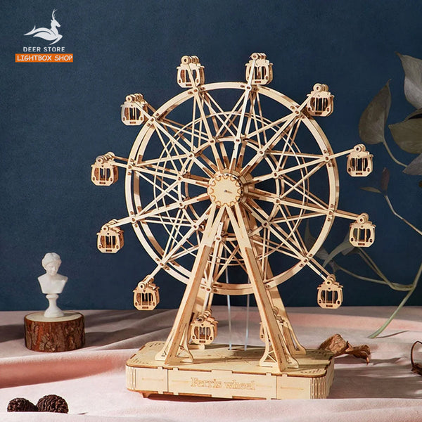 Mô hình Hộp nhạc Robotime ROKR Ferris Wheel 3D Wooden Puzzle Music Box TGN01  Đồ chơi lắp ráp 3d bằng gỗ Tự Làm Quà Tặng