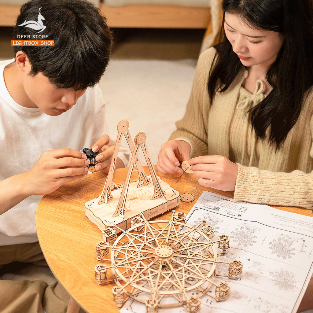 Mô hình Hộp nhạc Robotime ROKR Ferris Wheel 3D Wooden Puzzle Music Box TGN01  Đồ chơi lắp ráp 3d bằng gỗ Tự Làm Quà Tặng
