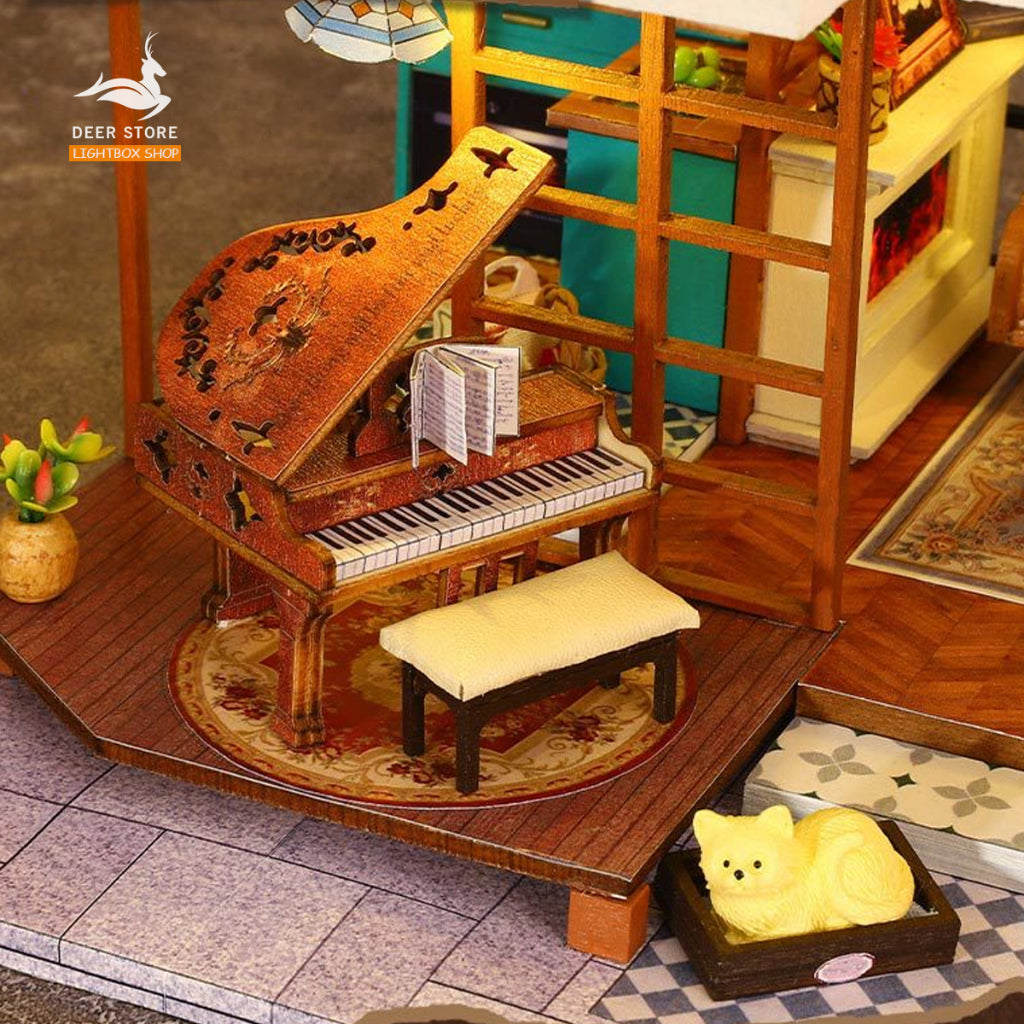Nhà búp bê Diy tự làm bằng Gỗ. Tặng DỤNG CỤ Và KEO DÁN. Mô hình Nhà Gỗ 3d Cherish Time ES008
