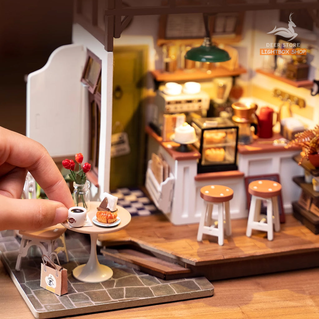 Mô hình nhà Robotime Rolife No.17 Café Miniature House kit DG162 bằng gỗ DIY. Quà tặng ý nghĩa tự làm.