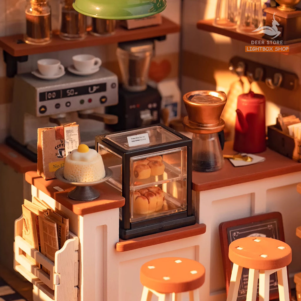 Mô hình nhà Robotime Rolife No.17 Café Miniature House kit DG162 bằng gỗ DIY. Quà tặng ý nghĩa tự làm.