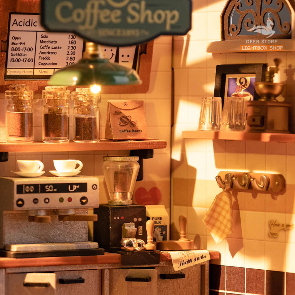 Mô hình nhà Robotime Rolife No.17 Café Miniature House kit DG162 bằng gỗ DIY. Quà tặng ý nghĩa tự làm.