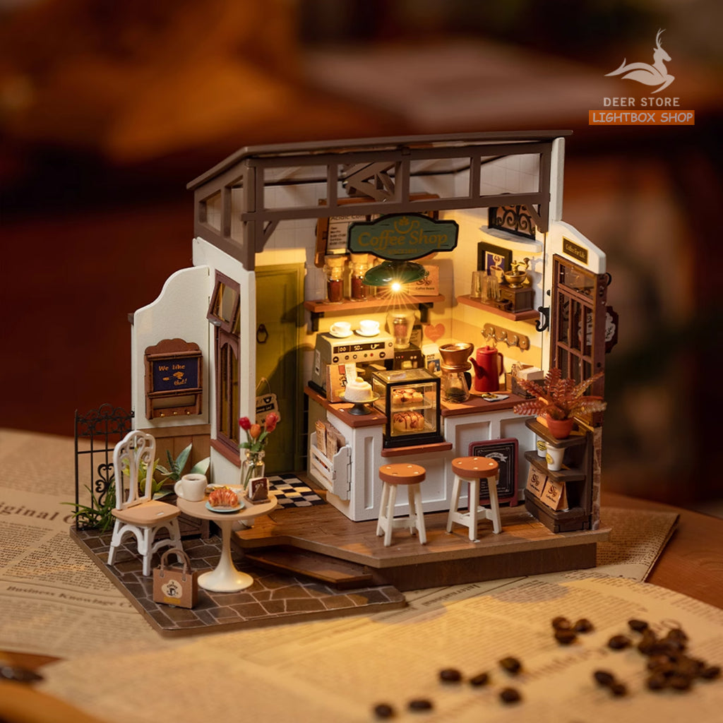 Mô hình nhà Robotime Rolife No.17 Café Miniature House kit DG162 bằng gỗ DIY. Quà tặng ý nghĩa tự làm.