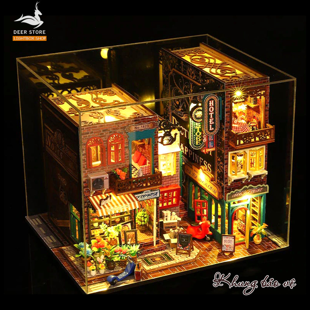 Nhà búp bê bằng gỗ diy. Tặng DỤNG CỤ Và KEO DÁN. Mô hình Nhà Gỗ 3d Tự làm Scarbrough Hotel Book Nook ES009. Quà tặng