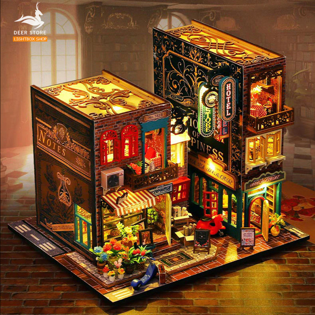 Nhà búp bê bằng gỗ diy. Tặng DỤNG CỤ Và KEO DÁN. Mô hình Nhà Gỗ 3d Tự làm Scarbrough Hotel Book Nook ES009. Quà tặng