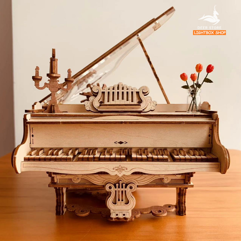 Hộp nhạc Robotime ROKR Magic Piano AMK81 Đồ chơi lắp ráp 3D bằng gỗ. 3D Wooden Puzzle AMK81. Bản Tiếng Anh