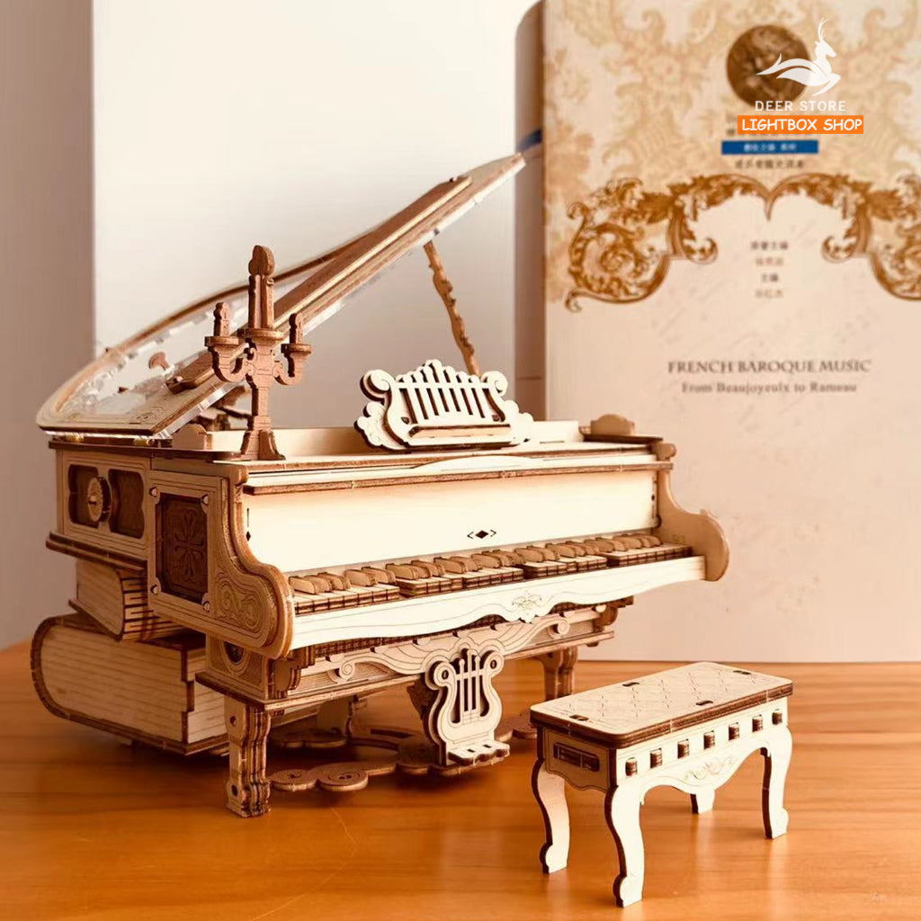 Hộp nhạc Robotime ROKR Magic Piano AMK81 Đồ chơi lắp ráp 3D bằng gỗ. 3D Wooden Puzzle AMK81. Bản Tiếng Anh