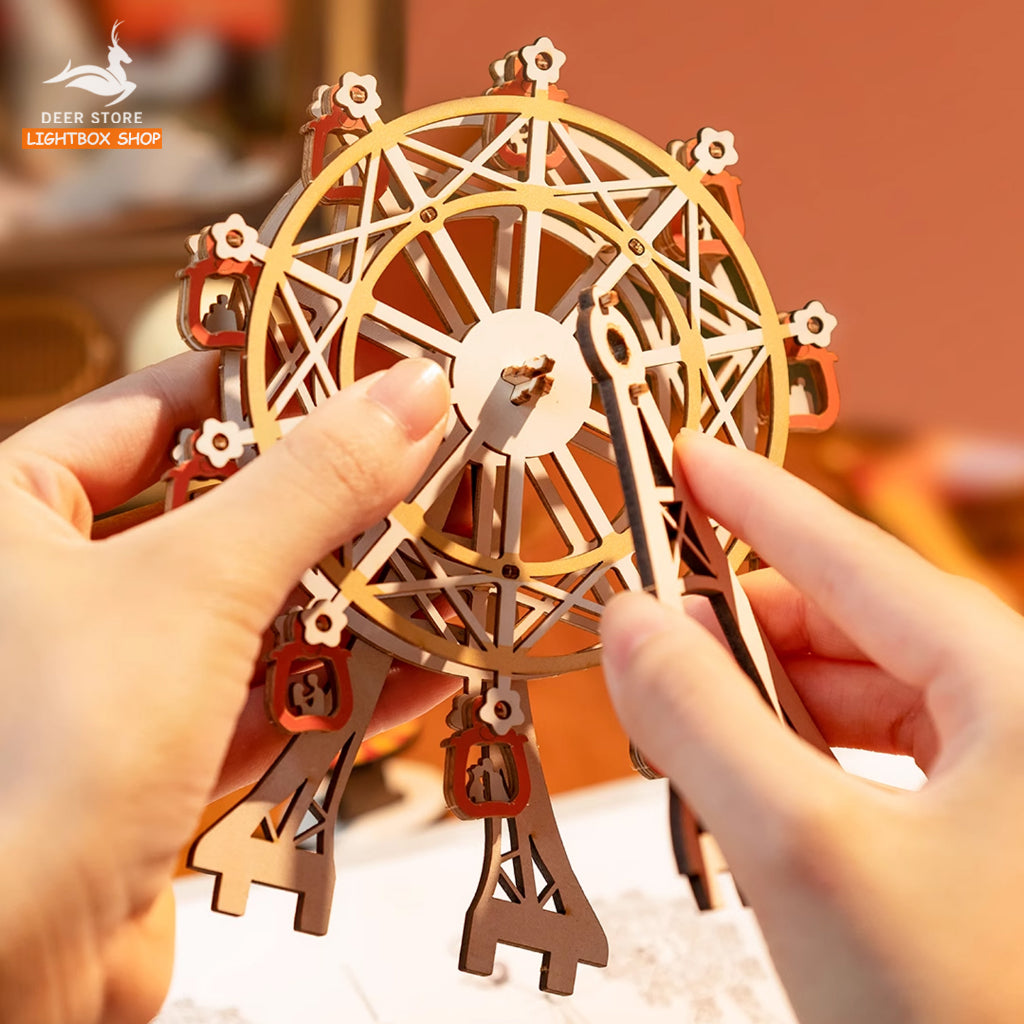 HD Tiếng Việt. Hộp nhạc Robotime Rolife Sunset Carnival Music Box 3D Wooden Puzzle AMT01 | Bộ lắp ráp xếp hình gỗ 3D DIY