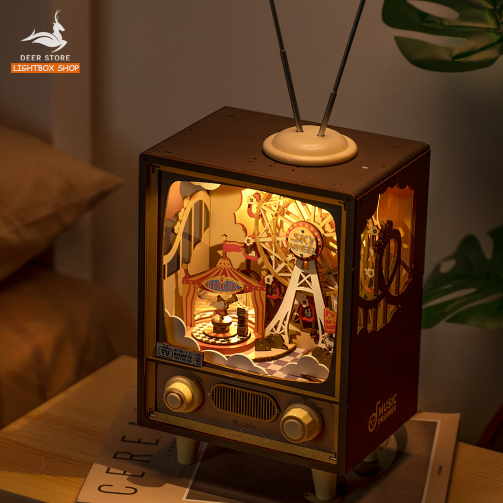 HD Tiếng Việt. Hộp nhạc Robotime Rolife Sunset Carnival Music Box 3D Wooden Puzzle AMT01 | Bộ lắp ráp xếp hình gỗ 3D DIY