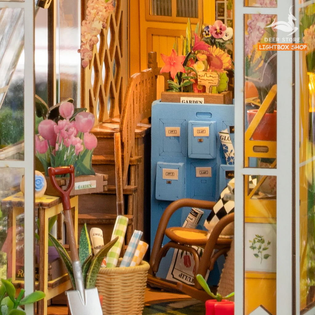[Bản tiếng Anh] Book Nook Robotime Rolife Holiday Garden House DIY Book Nook TGB06. Mô hình gỗ 3d Trang trí giá sách.