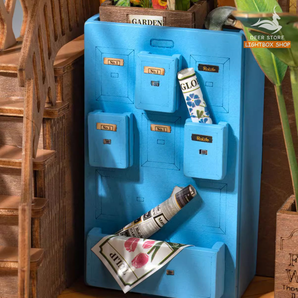 [Bản tiếng Anh] Book Nook Robotime Rolife Holiday Garden House DIY Book Nook TGB06. Mô hình gỗ 3d Trang trí giá sách.