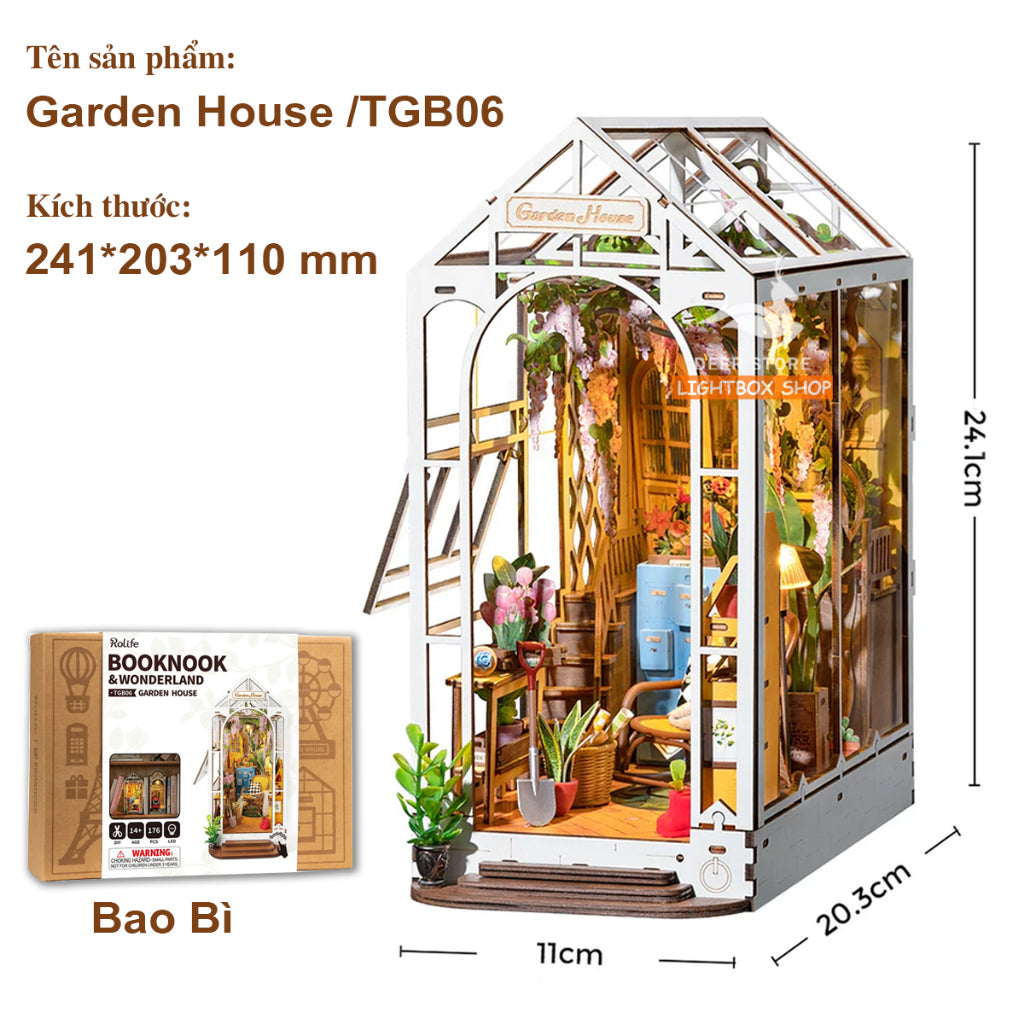 Mô hình 3D Book Nook Robotime Tự Làm bằng gỗ. Trang Trí Kệ sách | Đèn có công tắc cảm ứng. Book Nook DIY