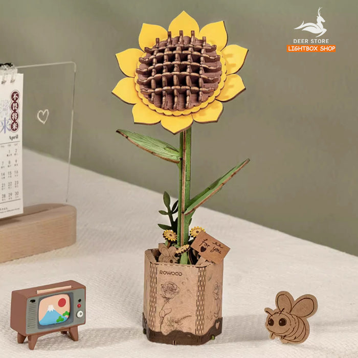 Mô hình hoa Robotime bằng gỗ tự làm. ROKR Seri Blooming Garden Wooden Puzzle TW011. Đồ chơi xếp hình bằng gỗ 3D.