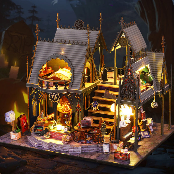 Nhà Búp Bê Tự Làm Bằng Gỗ Luna Magic Ngôi Nhà Phép Thuật Mini, Tặng dụng cụ và keo dán ES011. Quà tặng sinh nhật