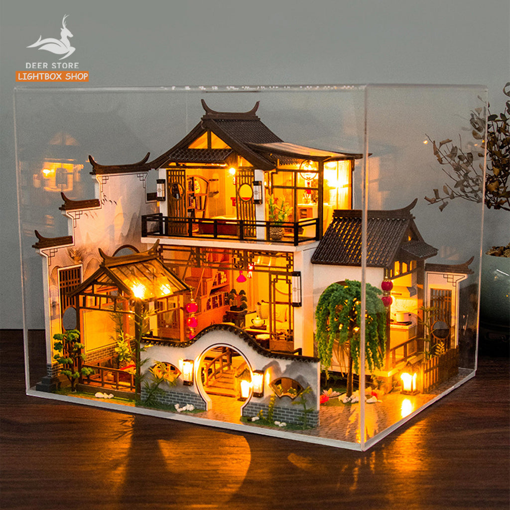 Nhà Búp Bê Bằng Gỗ Tự Làm Với Đồ Nội Thất và Đèn Led. Ligbox shop Nhà Đồ Chơi Mô Hình Cho Trẻ Em Quà Tặng Ý Nghĩa PC2314