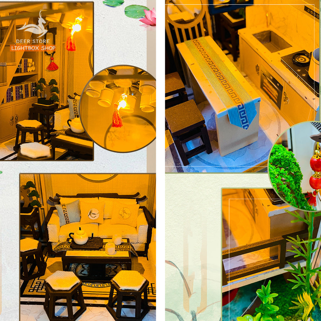 Nhà Búp Bê Bằng Gỗ Tự Làm Với Đồ Nội Thất và Đèn Led. Ligbox shop Nhà Đồ Chơi Mô Hình Cho Trẻ Em Quà Tặng Ý Nghĩa PC2314