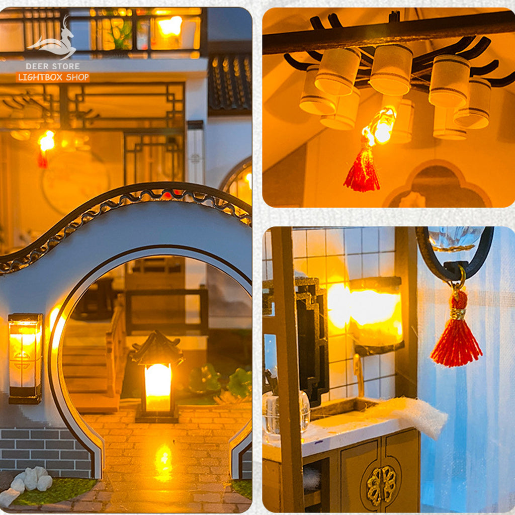 Nhà Búp Bê Bằng Gỗ Tự Làm Với Đồ Nội Thất và Đèn Led. Ligbox shop Nhà Đồ Chơi Mô Hình Cho Trẻ Em Quà Tặng Ý Nghĩa PC2314