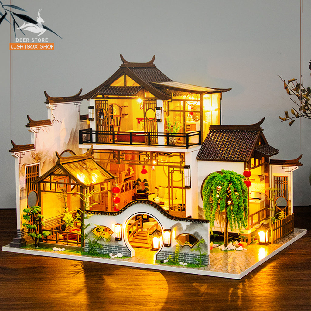 Nhà Búp Bê Bằng Gỗ Tự Làm Với Đồ Nội Thất và Đèn Led. Ligbox shop Nhà Đồ Chơi Mô Hình Cho Trẻ Em Quà Tặng Ý Nghĩa PC2314