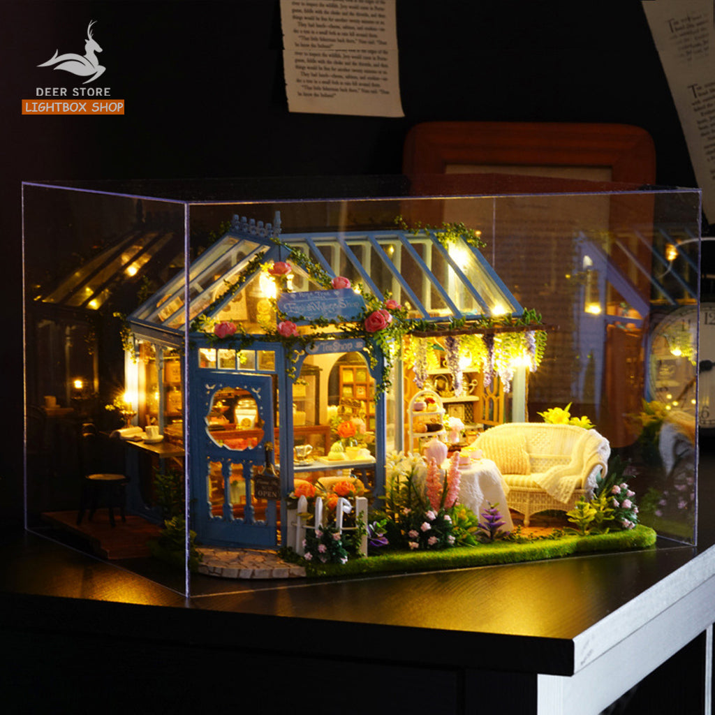 Nhà Búp Bê Bằng Gỗ Nhà Búp Bê Tự Làm bằng gỗ DIY. A068 Rose Garden Tea House. Tặng Dụng cụ, Keo Dán và Cót nhạc